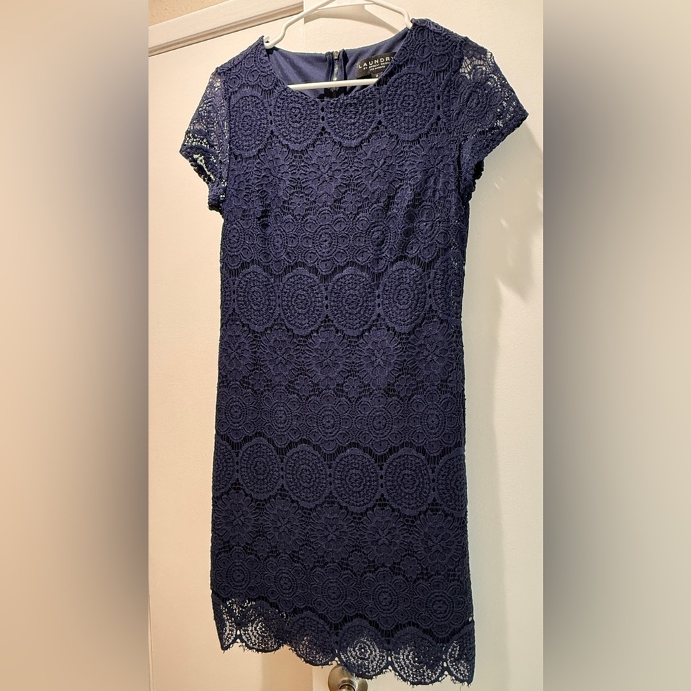 Elegant Navy Lace Dress